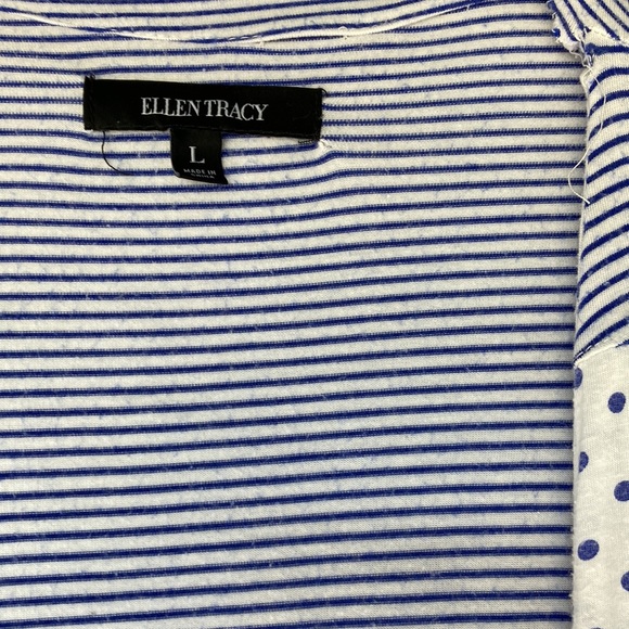 Ellen Tracy blue and white polkadot striped RobeSize large - Picture 3 of 4